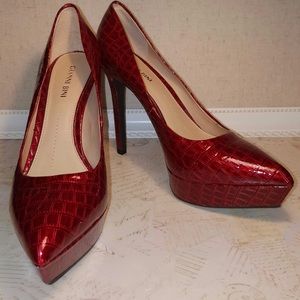 Gianni Bini red alligator stilettos